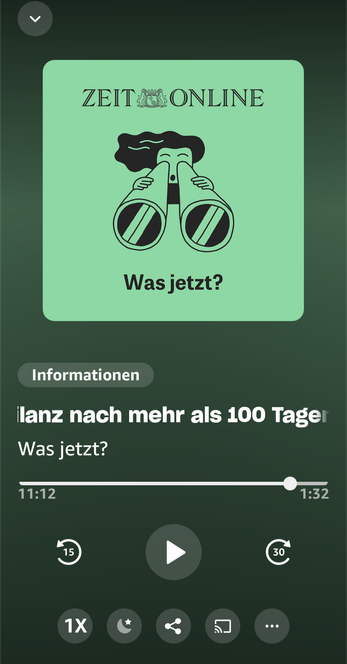 Screenshot of today's #WasJetzt? podcast, "Bilanz nach mehr als 100 Tagen Elon Musk und #DODGE"
