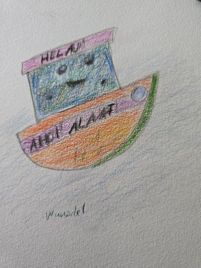 Ein Narrenschiff, gezeichnet, farbig