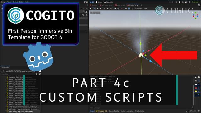 Video thumbnail to a tutorial on how to do custom scripts with Cogito and Godot Engine.