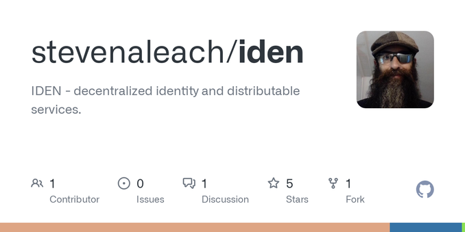 IDEN - decentralized identity and distributable services. - stevenaleach/iden