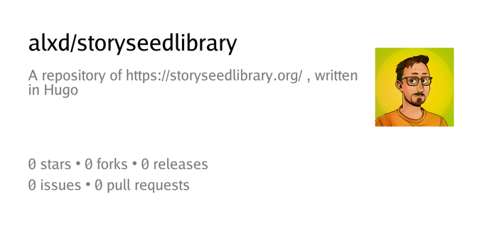Summary card of repository alxd/storyseedlibrary