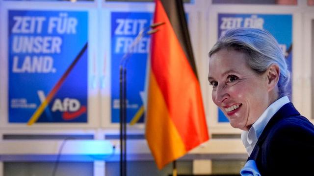 Alice Weidel, co-leader of far right Alternative for Germany (Afd) smiles at the AfD party headquarters in Berlin, Germany, 23 February 2025. | Copyright AP Photo