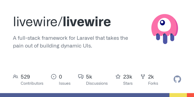 A full-stack framework for Laravel that takes the pain out of building dynamic UIs. - livewire/livewire