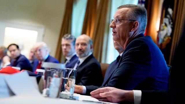 WASHINGTON, DC - APRIL 30: Veterans Affairs Secretary Doug Collins speaks during a Cabinet meeting at the White House on April 30, 2025 in Washington, DC. Trump convened the meeting as reports released today say the U.S. economy contracted 0.3% in the first quarter of 2025, the first negative reading in three years, fueled by a massive surge in imports ahead of the administration's expected tariffs. (Photo by Andrew Harnik/Getty Images) WASHINGTON, DC - APRIL 30: Veterans Affairs Secretary Doug Collins speaks during a Cabinet meeting at the White House on April 30, 2025 in Washington, DC. Trump convened the meeting as reports released today say the U.S. economy contracted 0.3% in the first quarter of 2025, the first negative reading in three years, fueled by a massive surge in imports ahead of the administration's expected tariffs. (Photo by Andrew Harnik/Getty Images)
