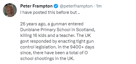 Peter Frampton quote on gun control.