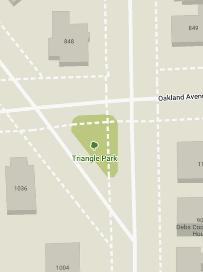 Overhead map view of Triangle Park