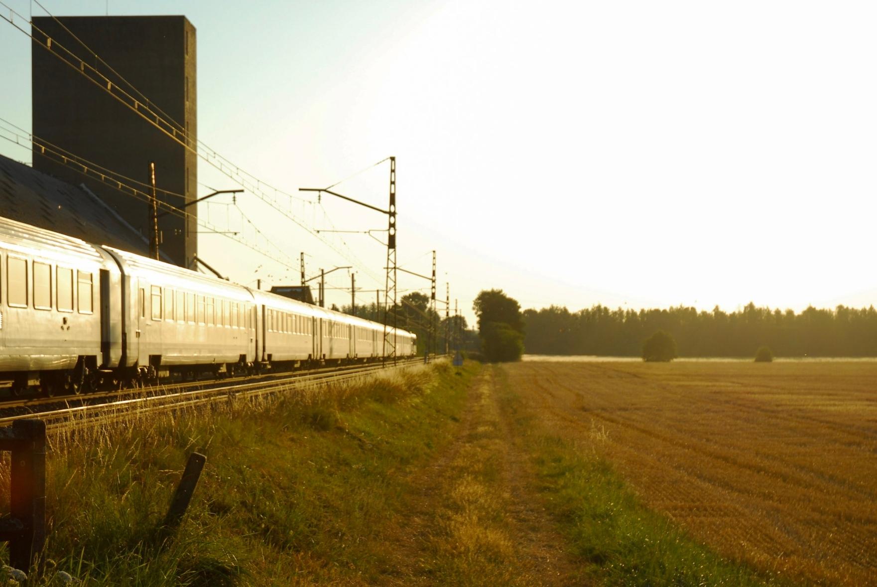 The Corail train glints in the morning sun