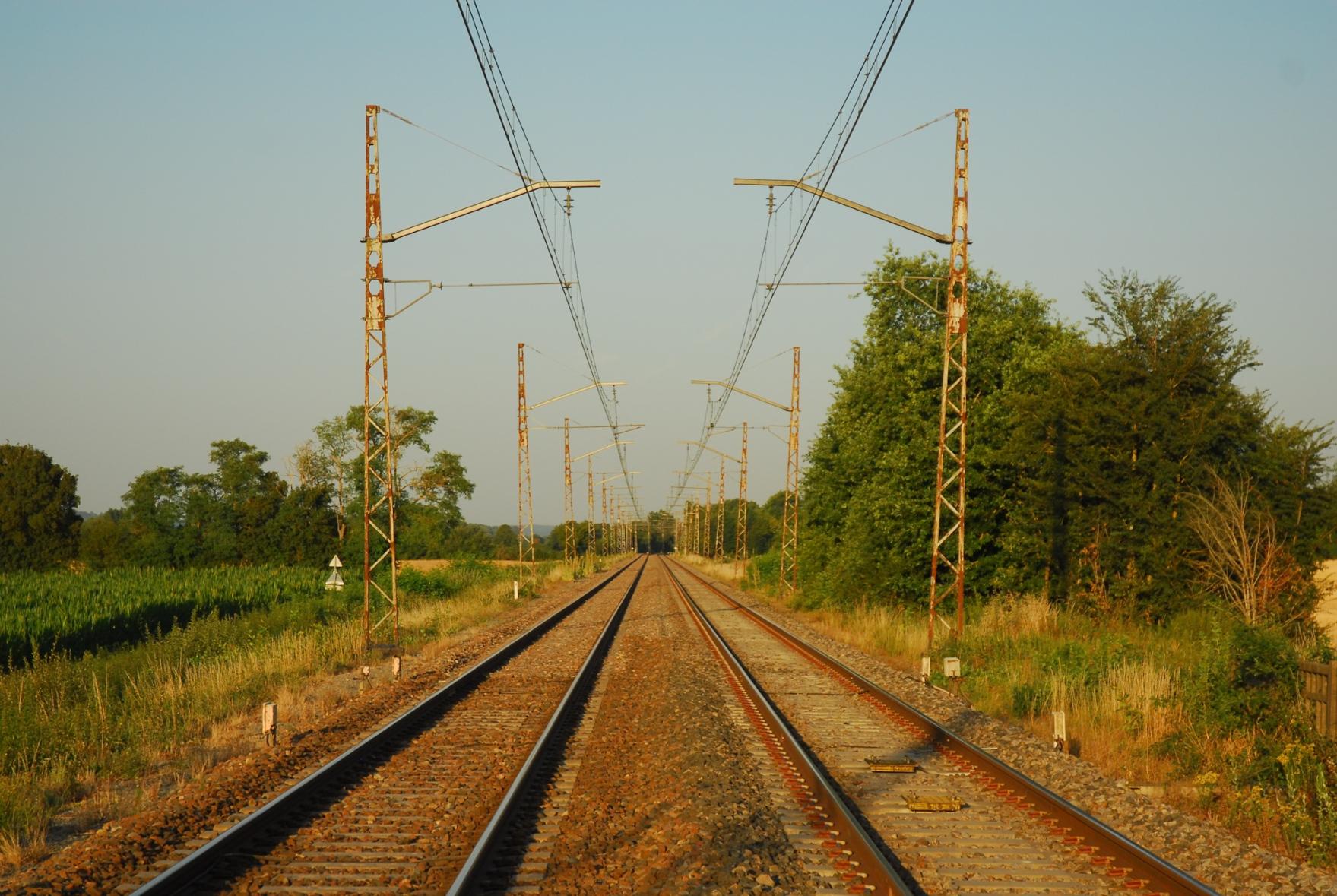 View along the tracks with the beautiful old catenary above