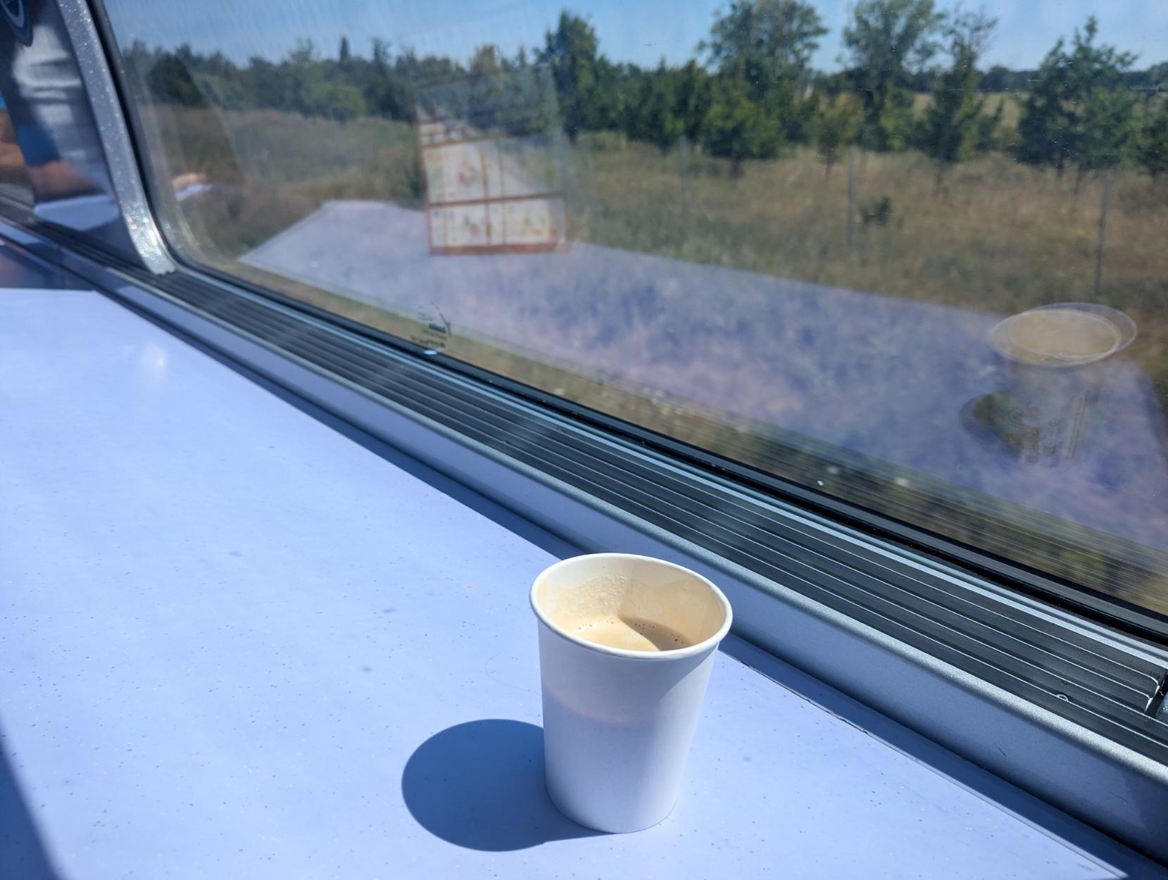 A cup of coffee in the rather bleak TGV bistro
