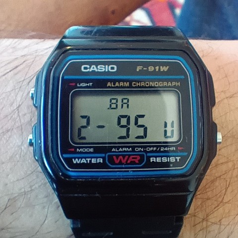 Screenshot of a Casio F-91W showing "BA" on the top line followed by "2 - 95 U" on the next row.