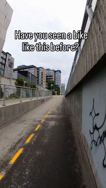 Video of a tallbike with tiny wheels cycling down a hill. It starts with the text "Have you seen a bike like this before".

The video rewinds and the text shows, "Don't blow over in the wind 😂" with a 😎 over the face of the rider.

Lots if "Wheee" and other silly noises in the background.
