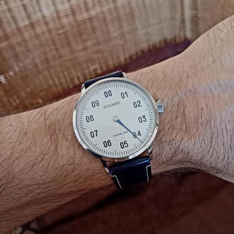 Decimal watch showing 4:15 on my wrist. 