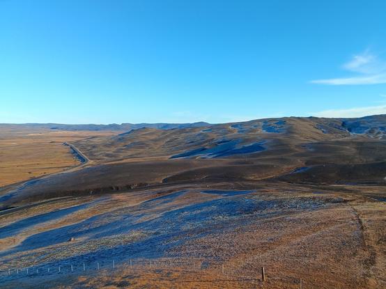 A view out over Icelandic country side on a sunny day. 