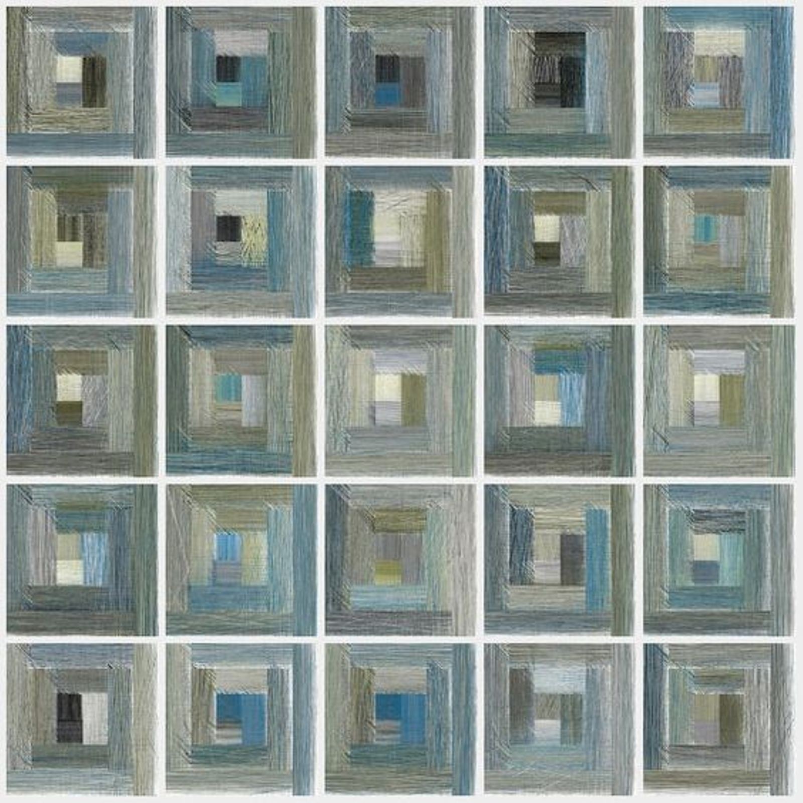 Art created with code that looks like a quilt made of blocks.