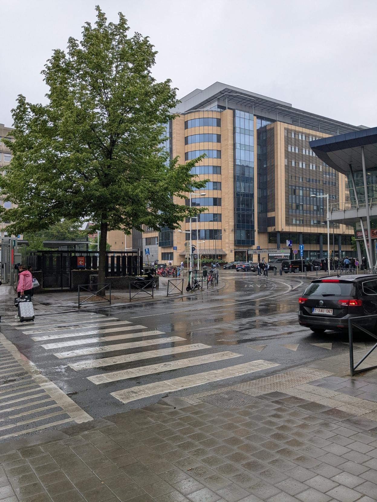 A streetscape in Brussels, next to the Gare Du Midi.