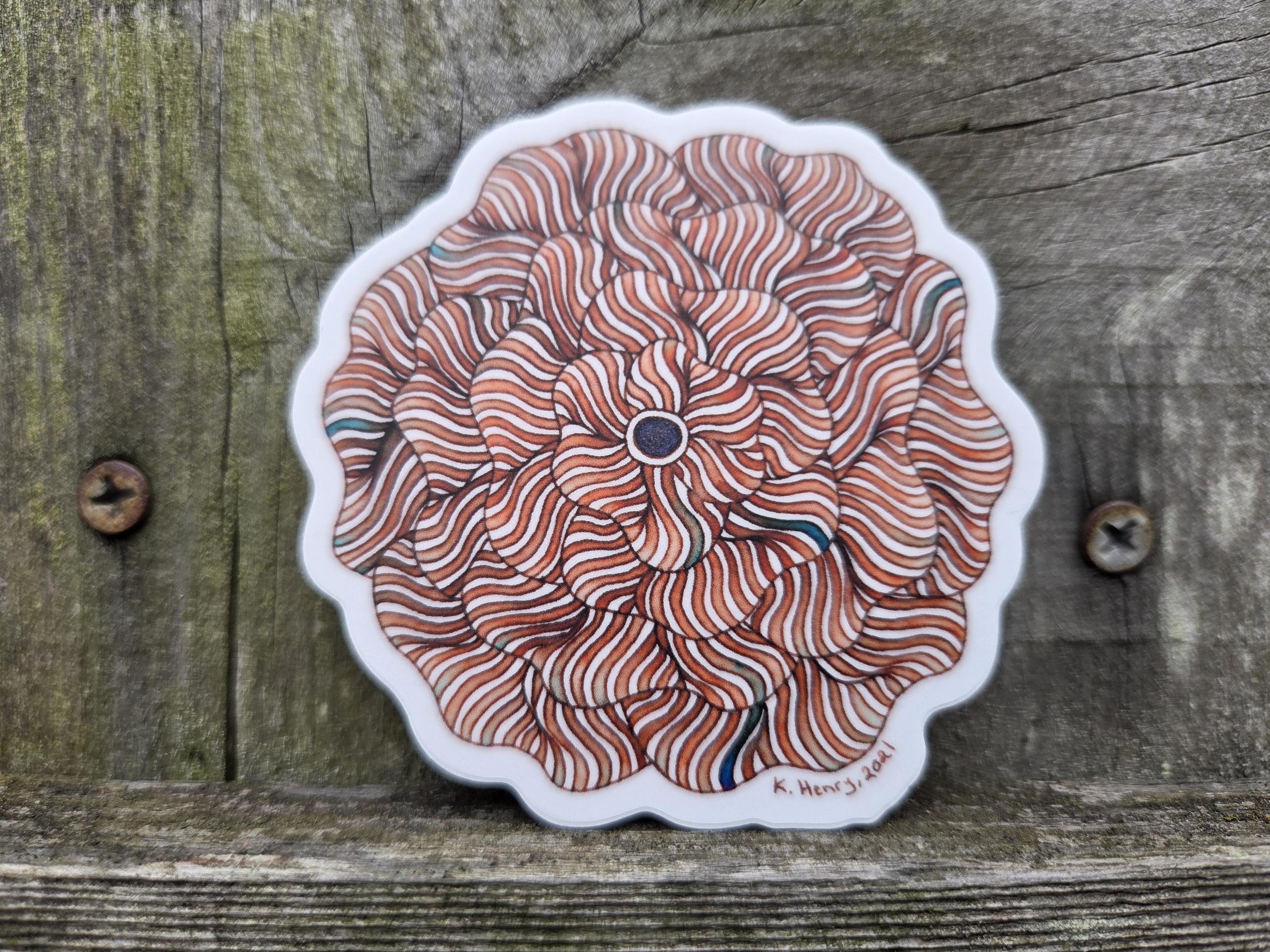 sticker made from my hand drawn original artwork. The abstract pattern is floral.