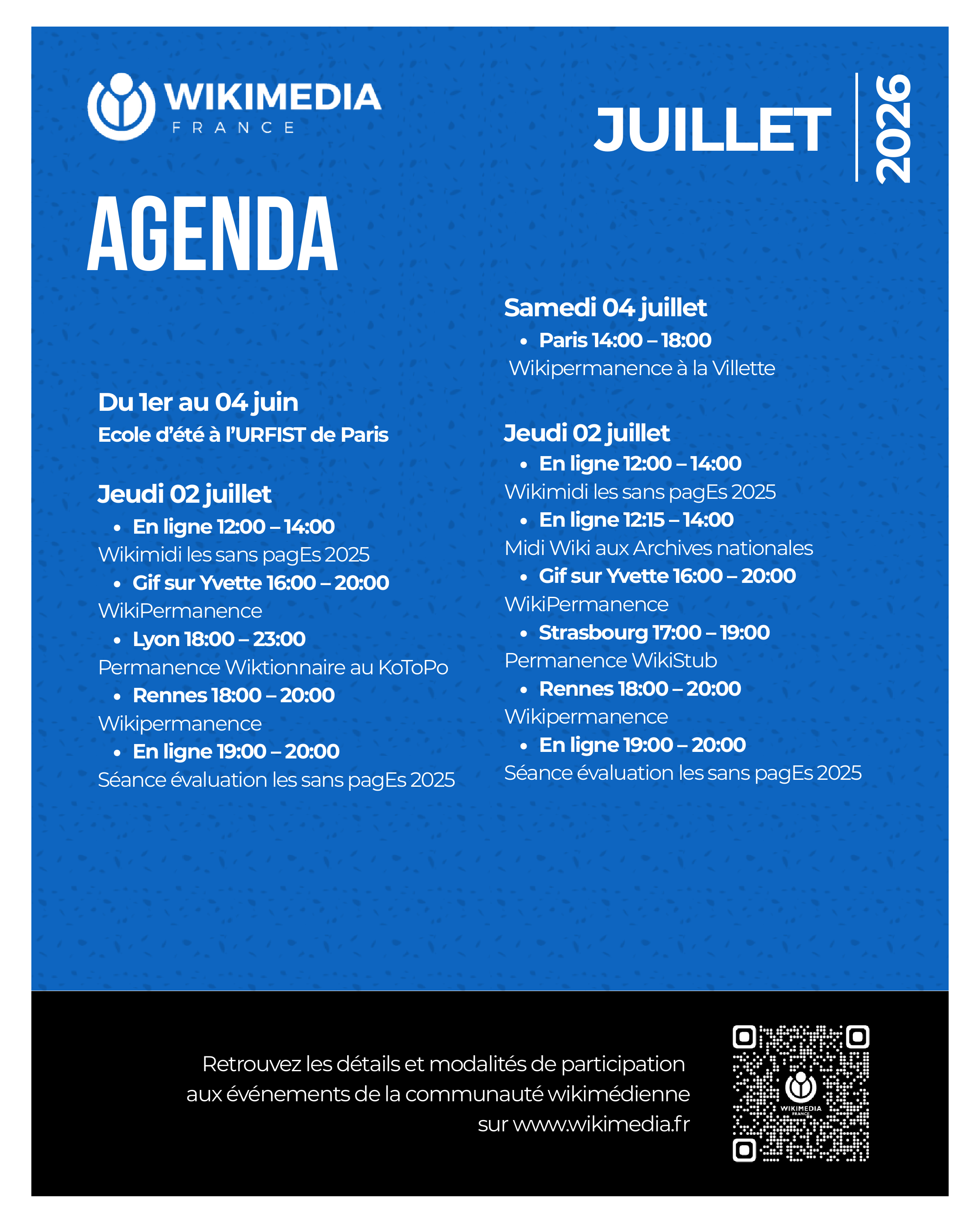 Agenda mois de juillet
