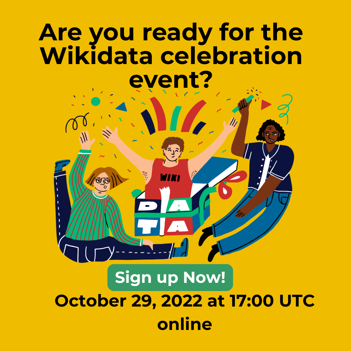 People celebrating Wikidata