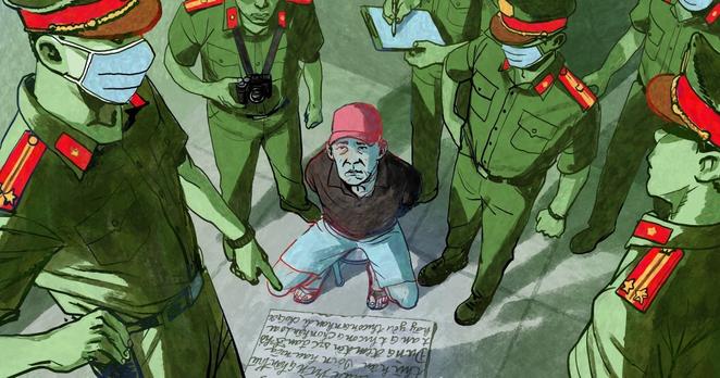 Illustration of police arresting a man