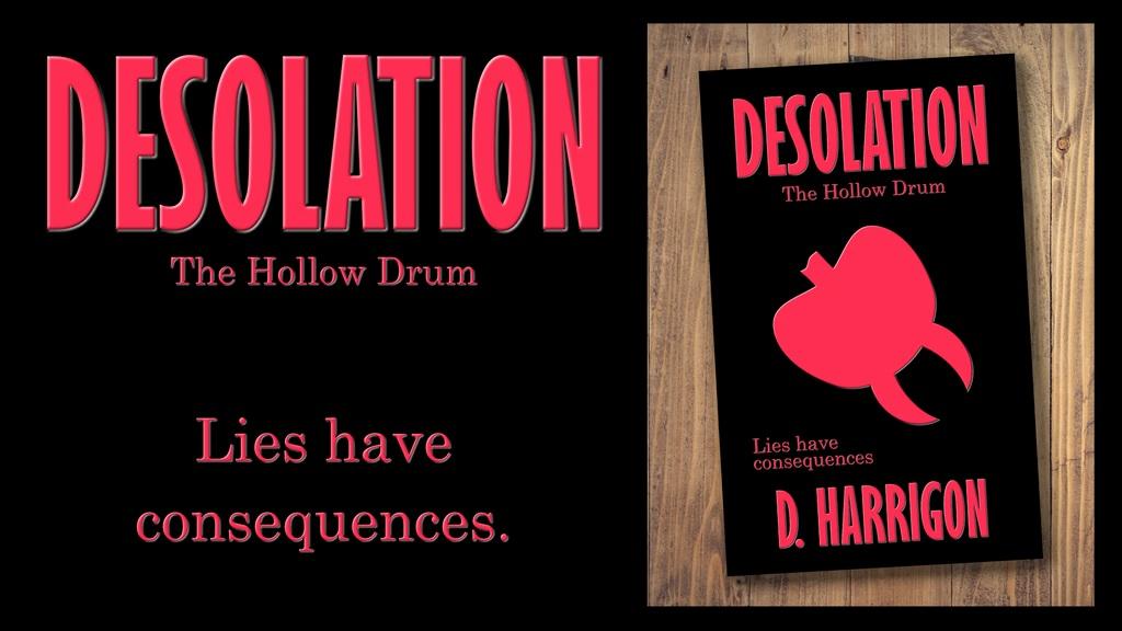 Stark black backgrounds are thing for this series, with the text and single, simplified image on the front being in one colour. Desolation: The Hollow Drum has a fantastic crimson ant head to supplement the text.