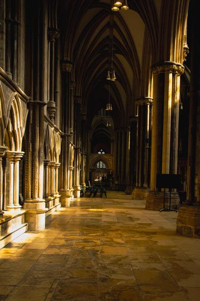 Interior of a gothic cathedral.