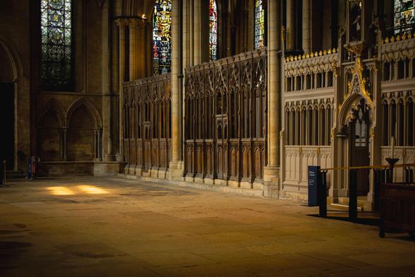 Interior of a gothic cathedral.
