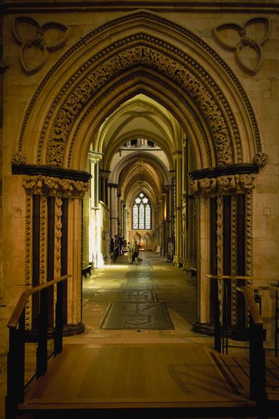 Interior of a gothic cathedral.