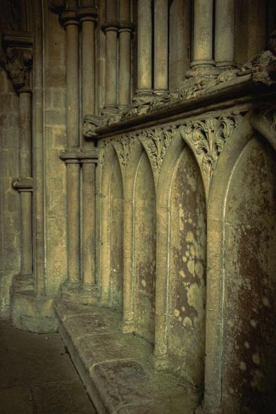 Architectural detail in a portal of Wells Cathedral.