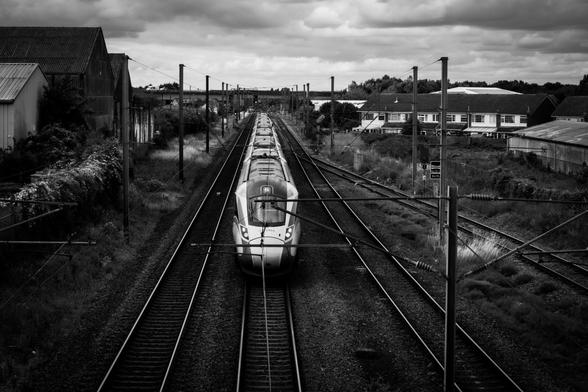 An Intercity train approaching the bridge on which I am standing on the East Coast Mainline.